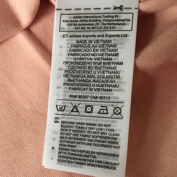 ADIDAS Originals tee short sleeve top white pink black trefoil t-shirt sz s nwt - Picture 9 of 11